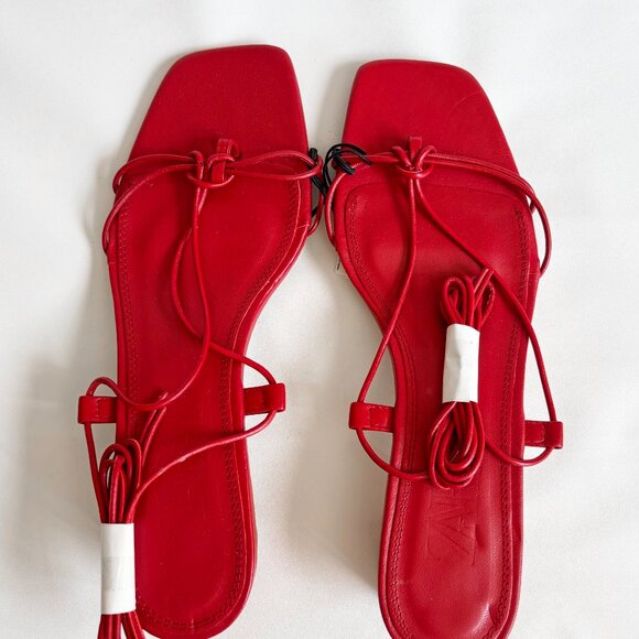 Zara Heeled Leather Strappy Sandals 2842/001 - Picture 8 of 12